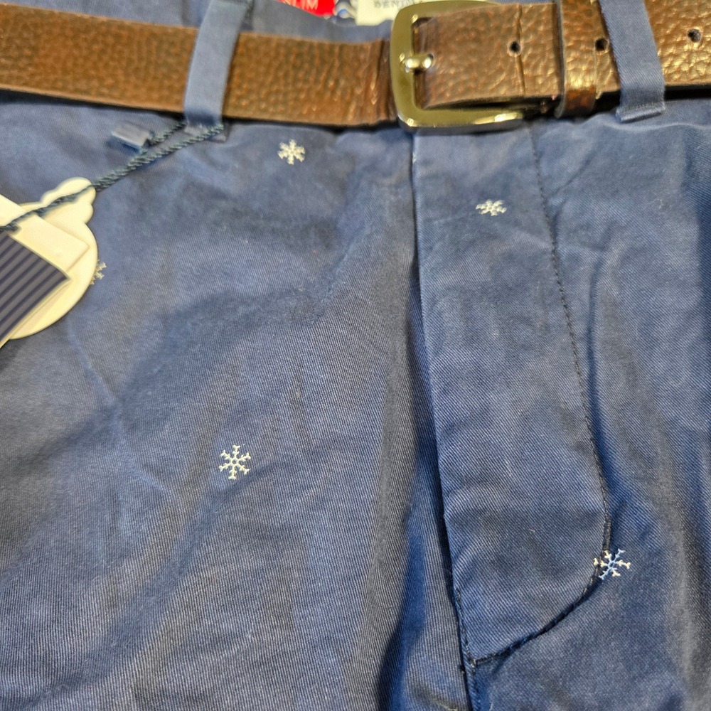 Denim & Flower Ricky Singh Slim Fit Pants Mens 30 Snowflake Print Career Holiday - Picture 5 of 8
